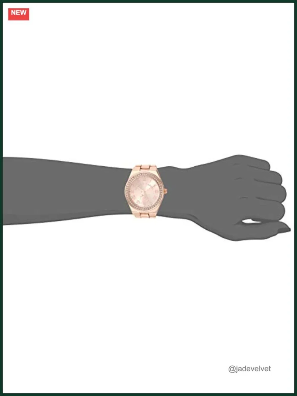 Rose Gold Women's Watch with Roman Numerals and Crystal Bezel, Analog Quartz,